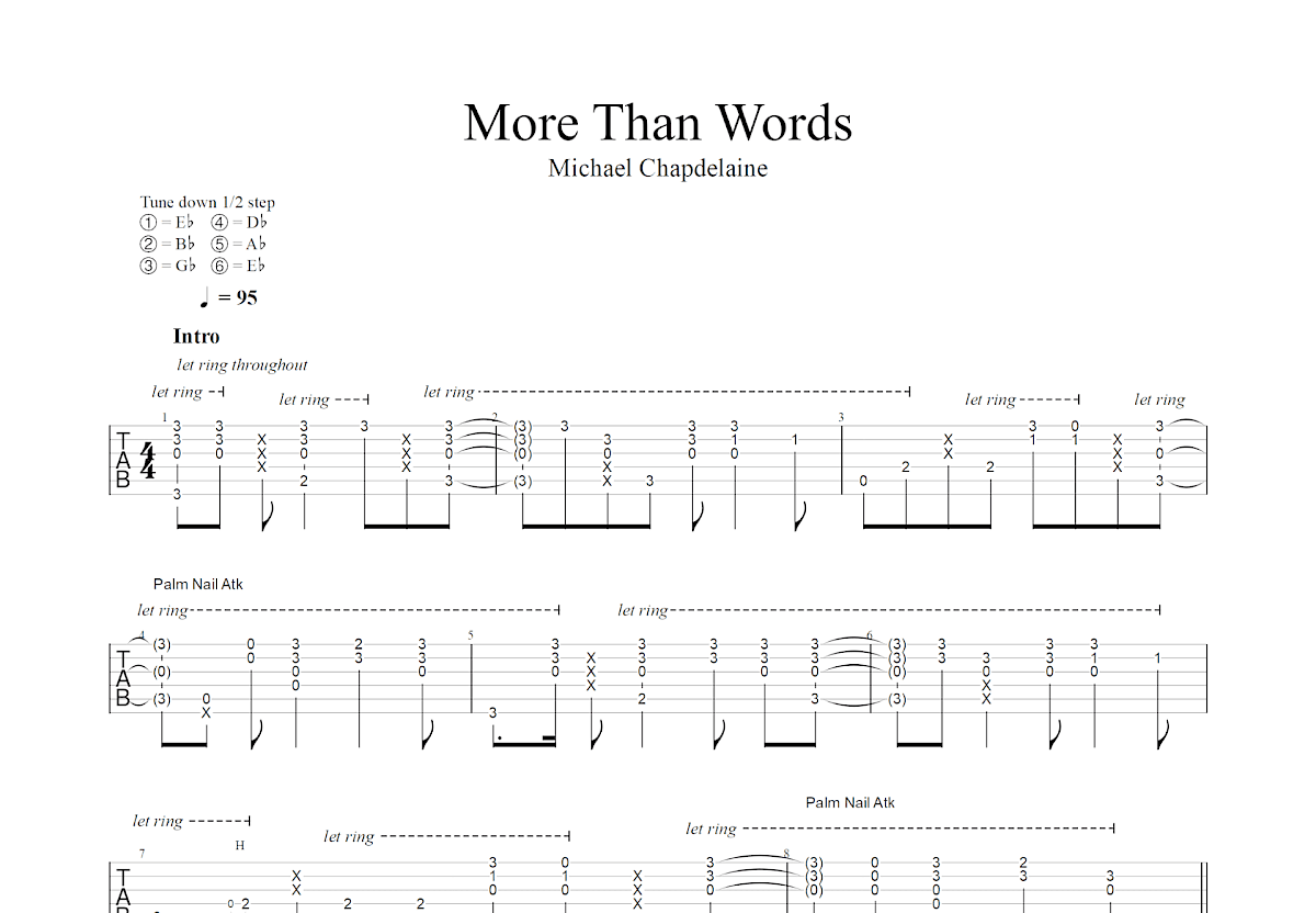 More Than Words吉他谱_Michael Chapdelaine_G调指弹