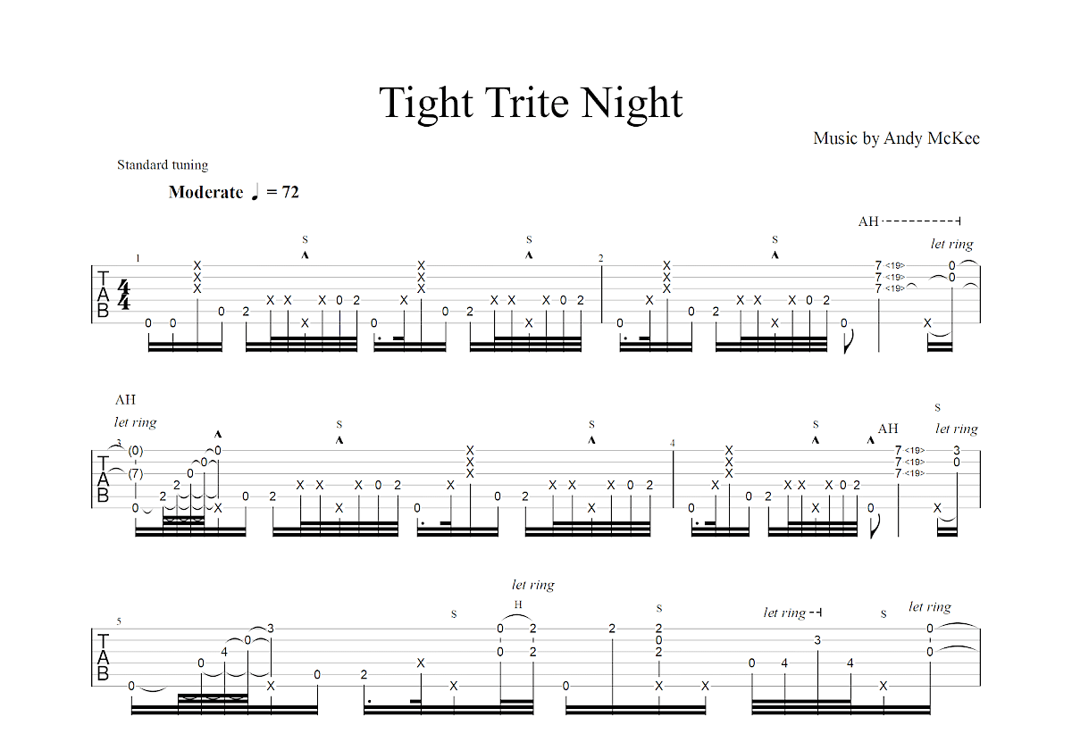 Tight Trite Night吉他谱预览图