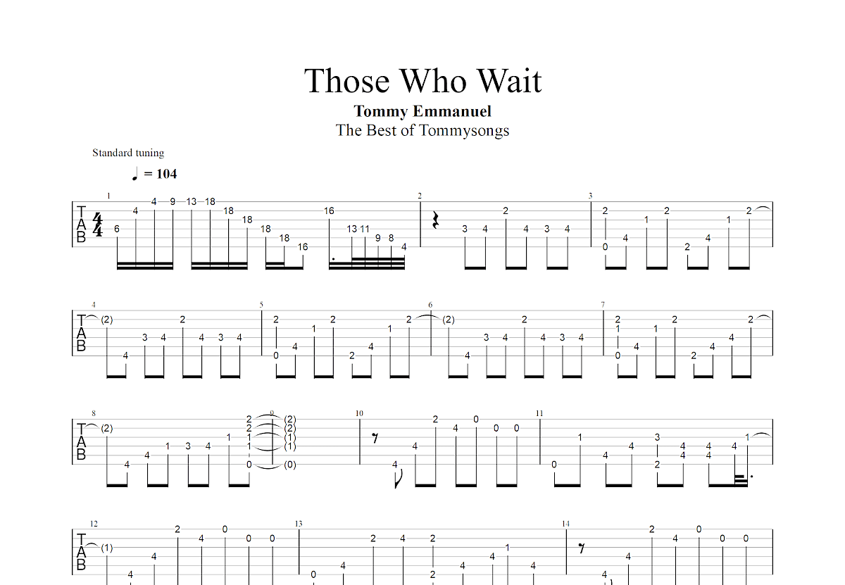 Those Who Wait吉他谱_Tommy Emmanuel_E调指弹