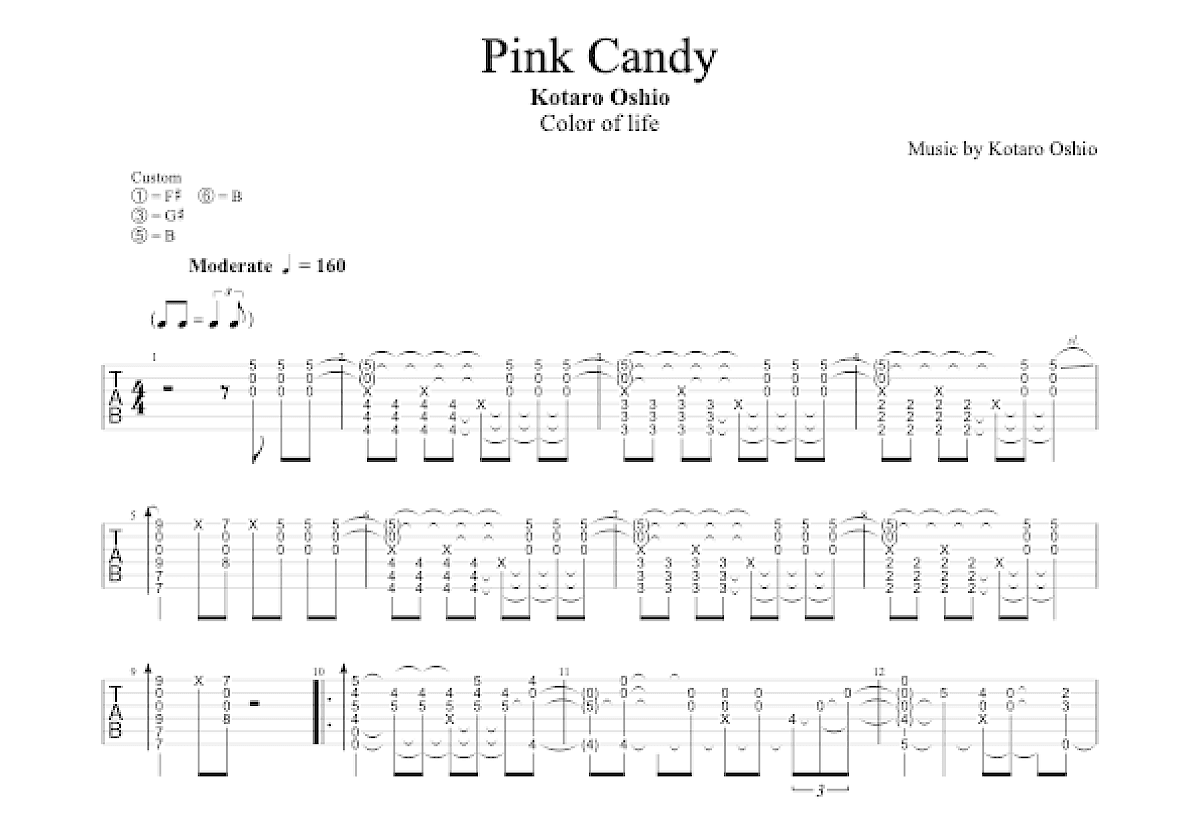 Pink Candy吉他谱预览图