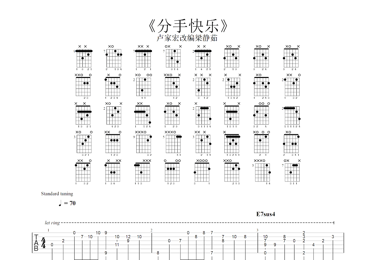 分手快乐吉他谱_卢家宏_D调指弹