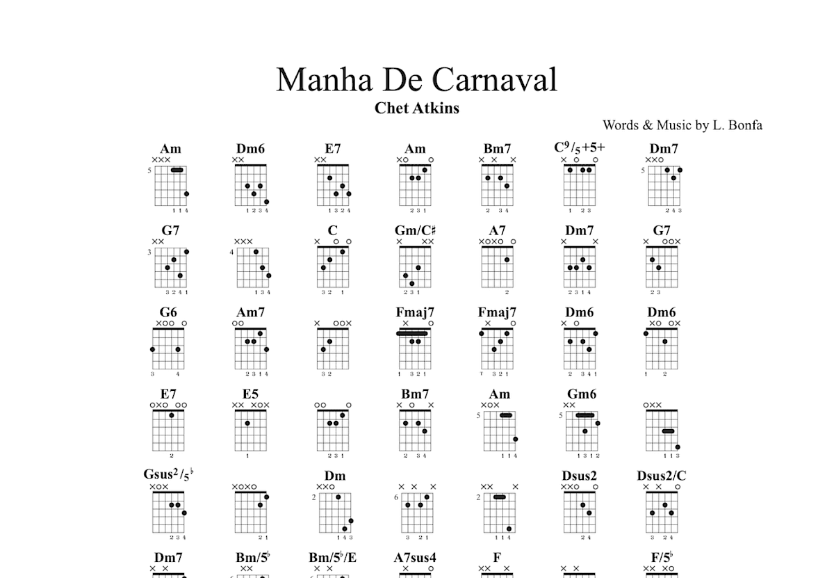Manha De Carnaval吉他谱预览图