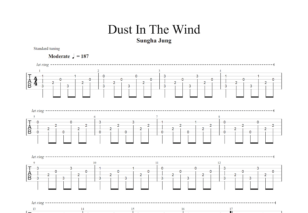 Dust In The Wind吉他谱预览图