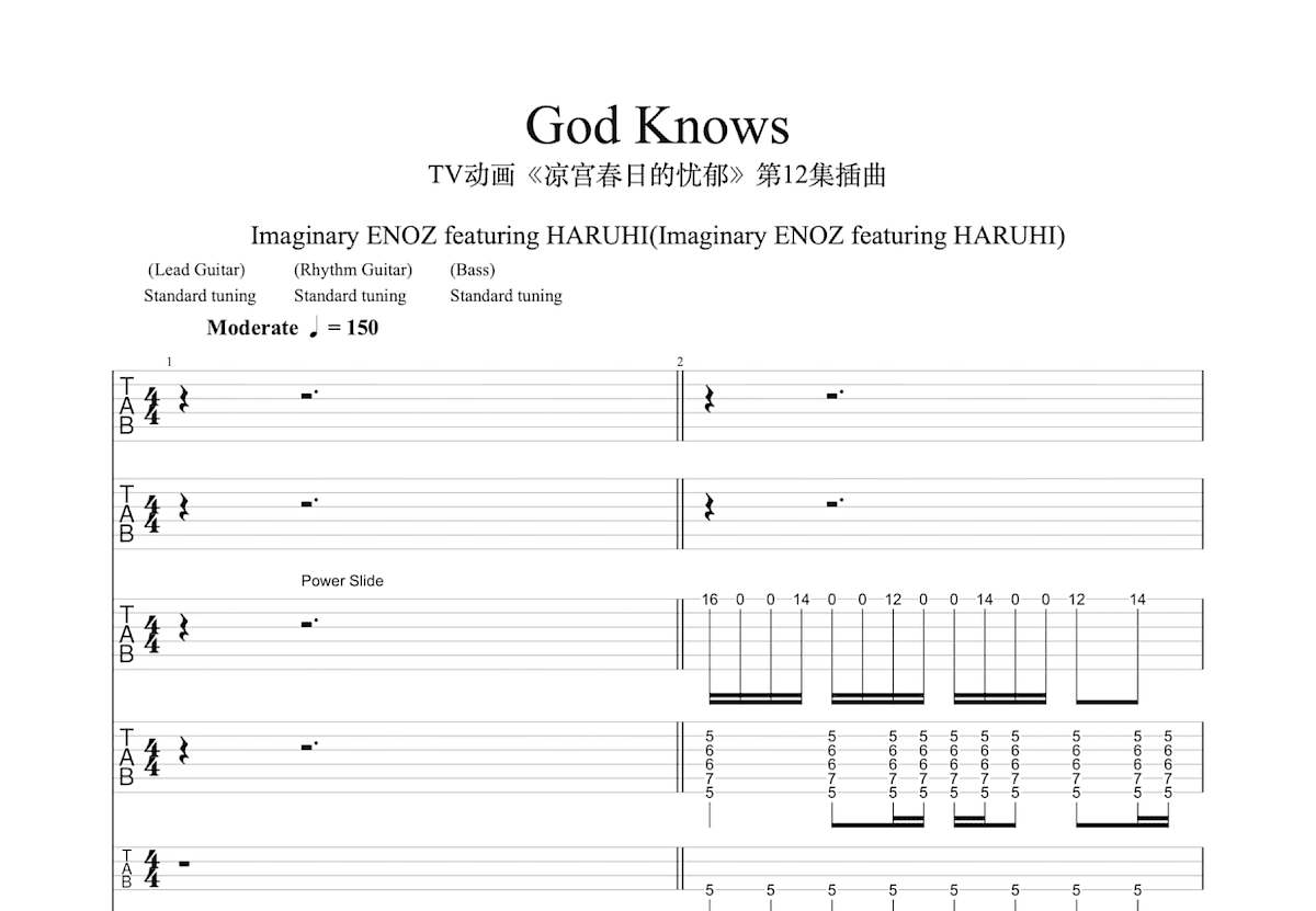 God Knows吉他谱预览图
