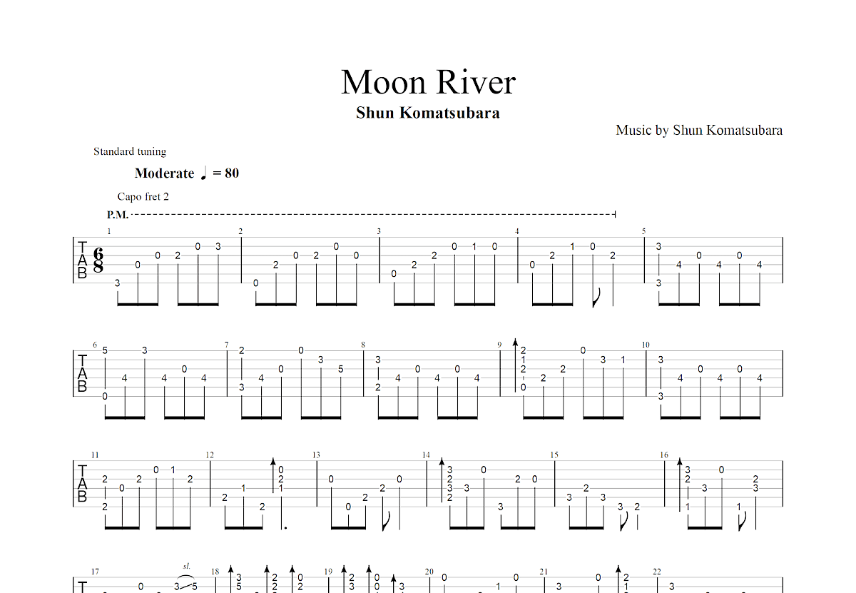 Moon River吉他谱_小松原俊_G调指弹