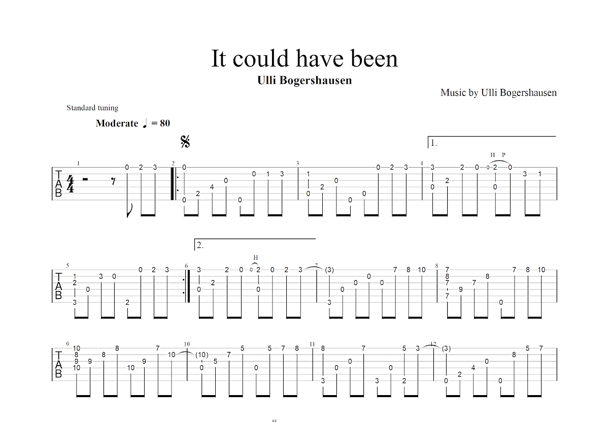 It Could Have Been吉他谱_Ulli Bogershausen_G调指弹
