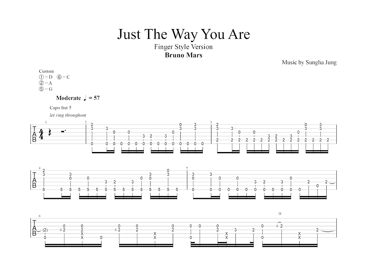 Just The Way You Are吉他谱_郑成河_C调指弹