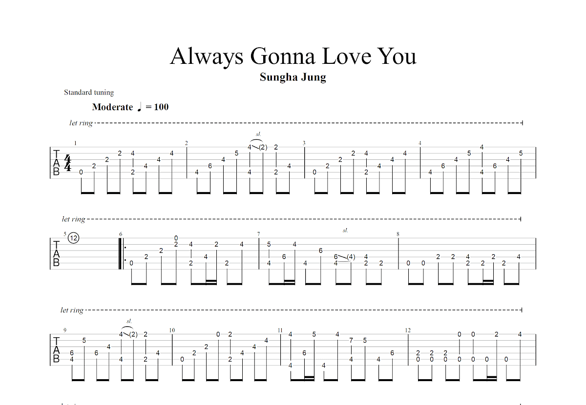 Always Gonna Love You吉他谱_郑成河_A调指弹