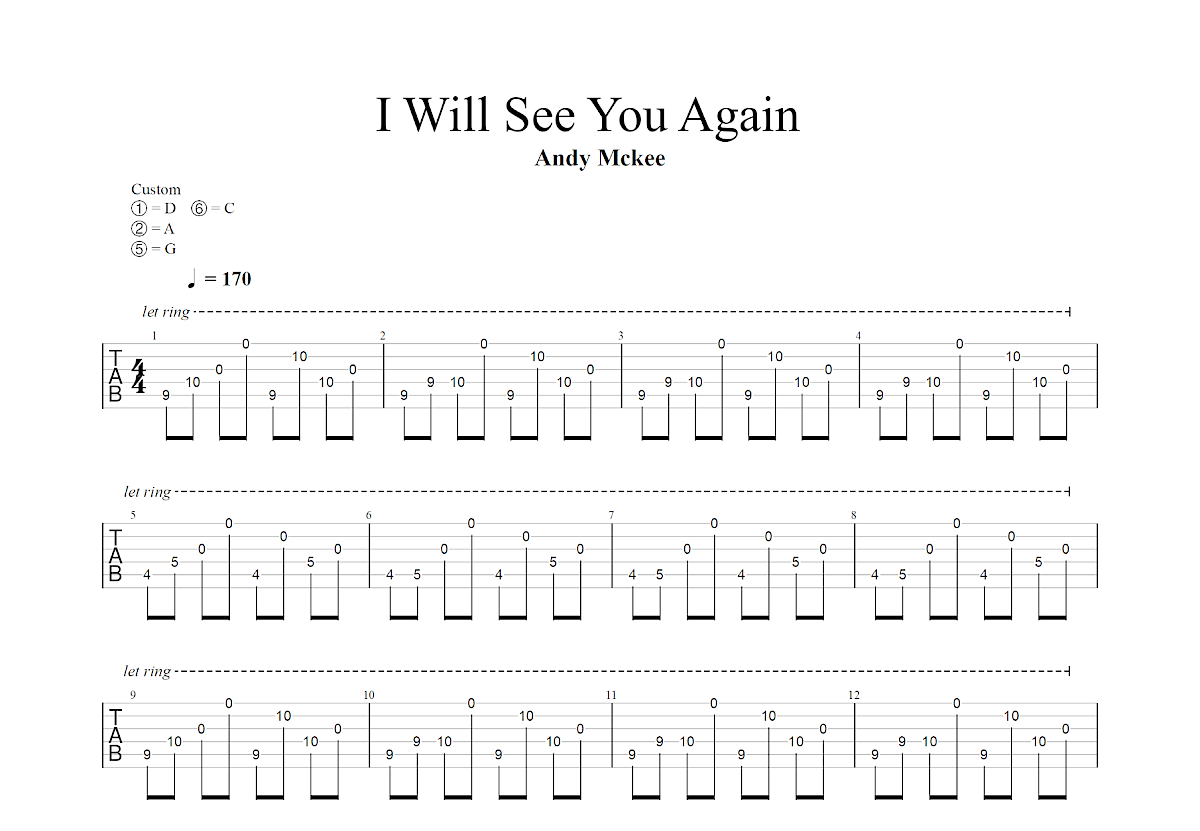 I Will See You Again吉他谱预览图