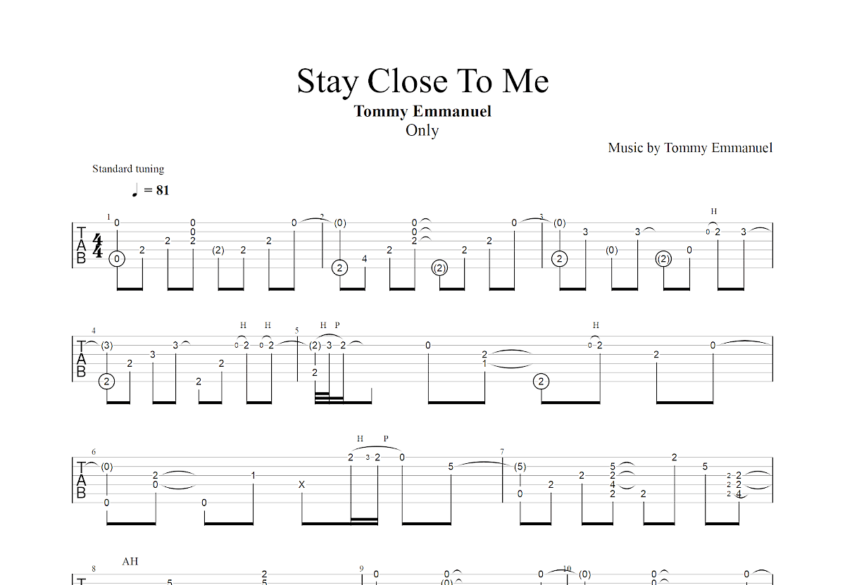 Stay Close To Me吉他谱预览图