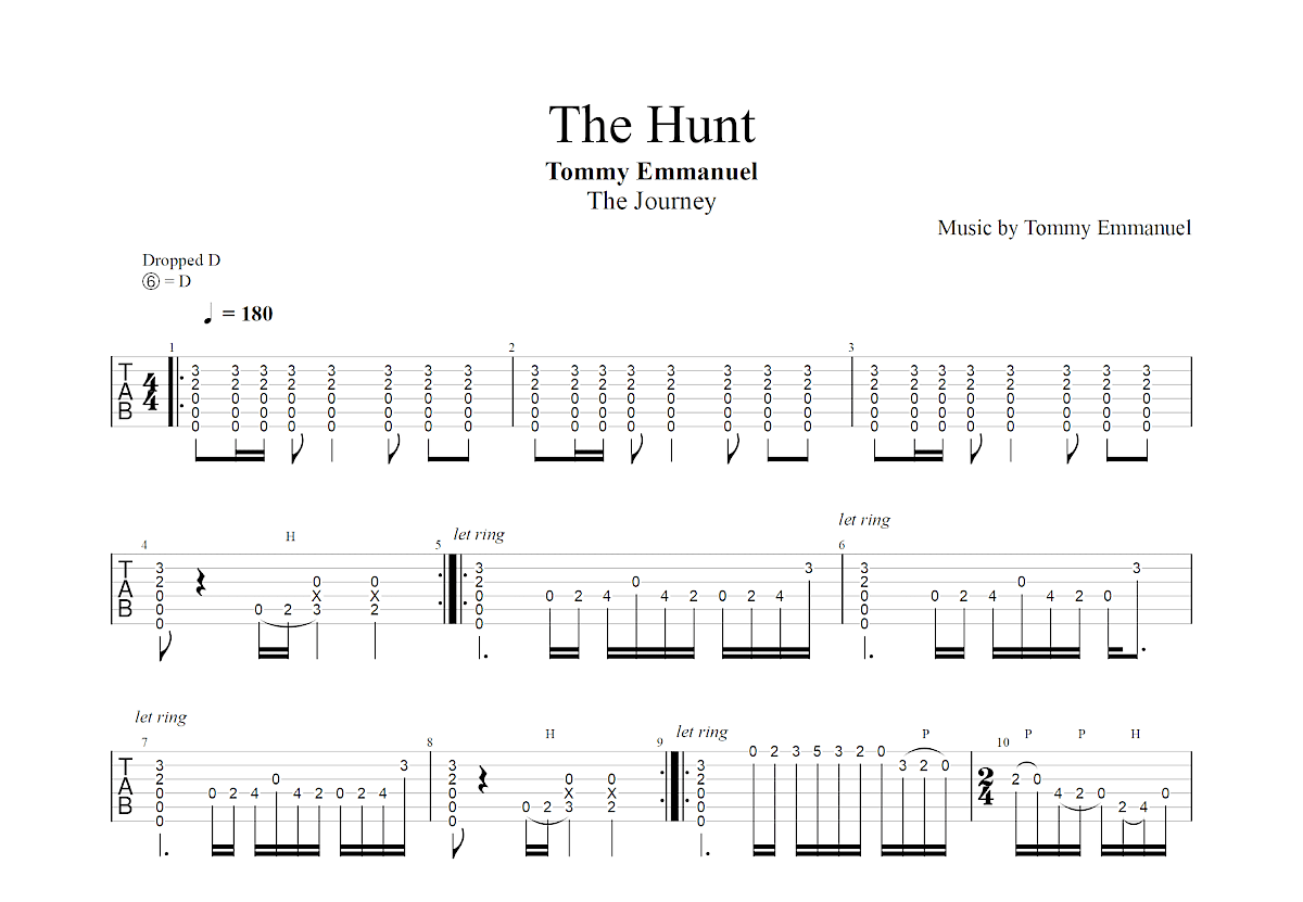 The Hunt吉他谱_Tommy Emmanuel_D调指弹
