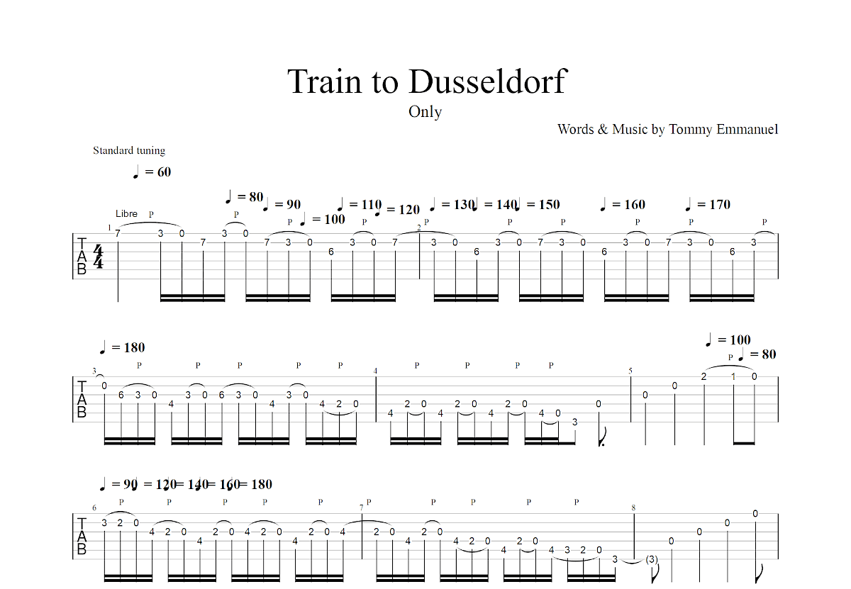 Train to Dusseldorf吉他谱_Tommy Emmanuel_B调指弹