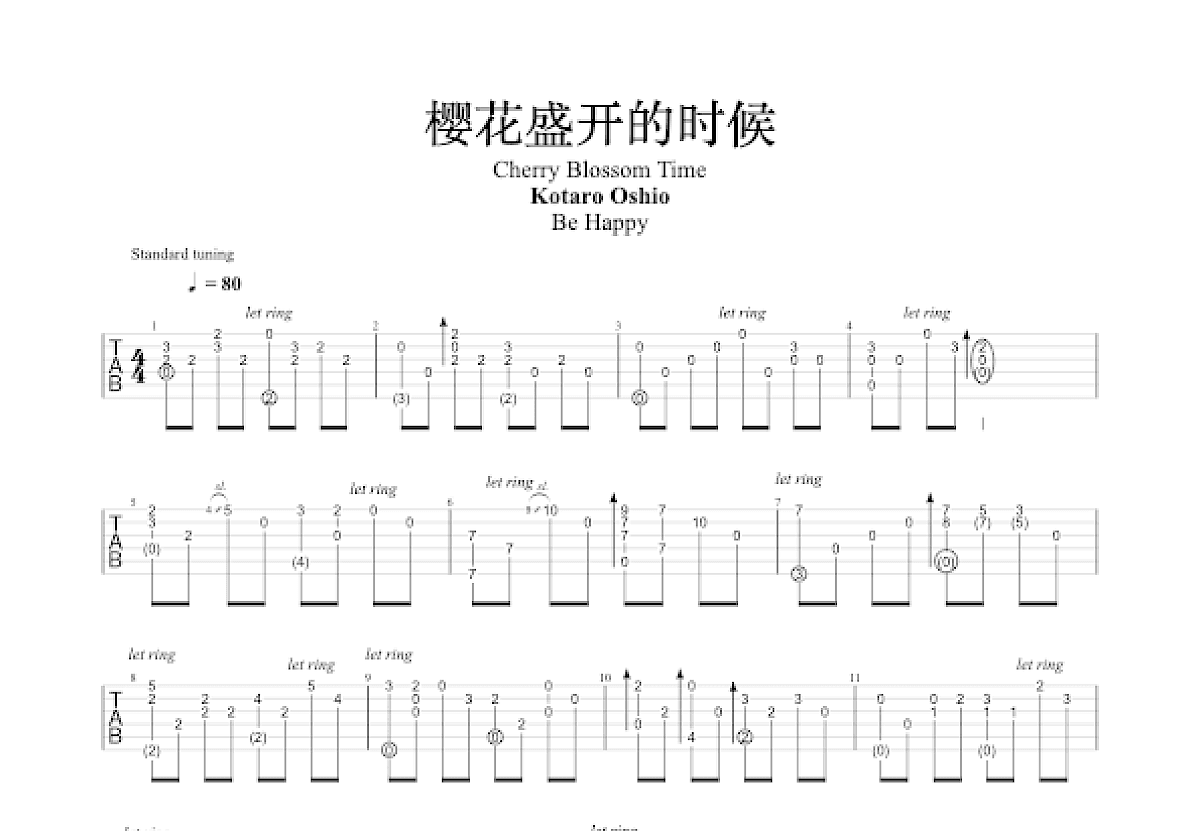 樱花盛开的时候吉他谱预览图