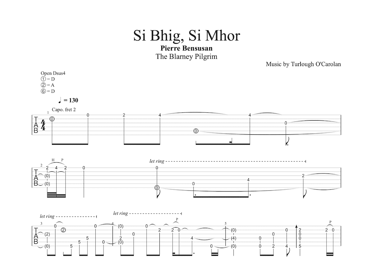 Si Bhig, Si Mhor吉他谱_Turlough O'Carolan_D调指弹