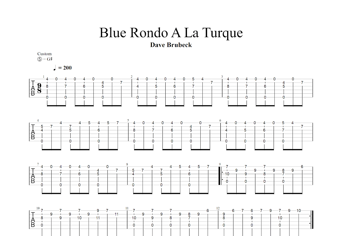 Blue Rondo A La Turque吉他谱预览图