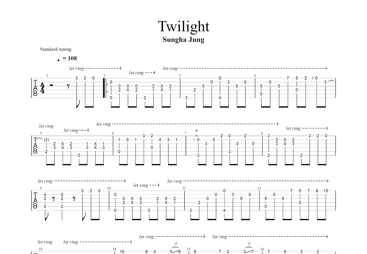 Twilight吉他谱_郑成河_G调指弹