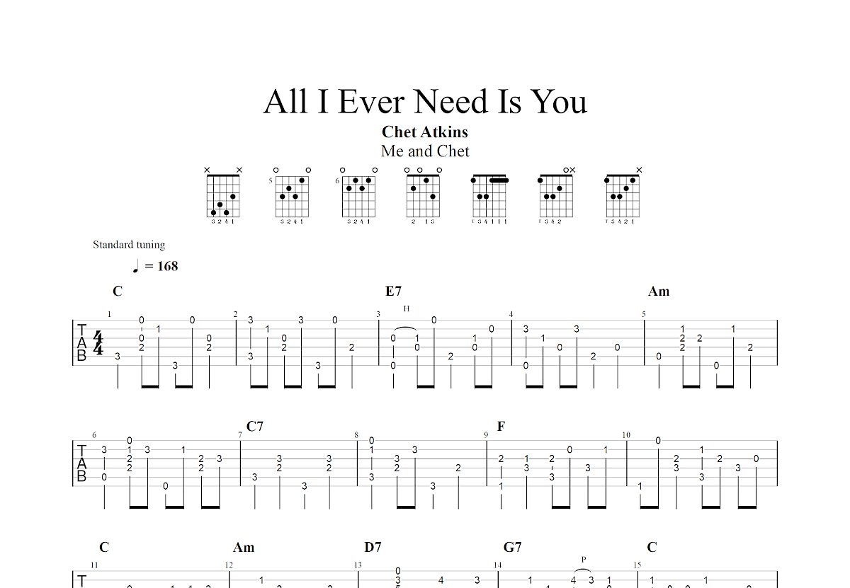 All I Ever Need Is You吉他谱_Chet Atkins_C调指弹
