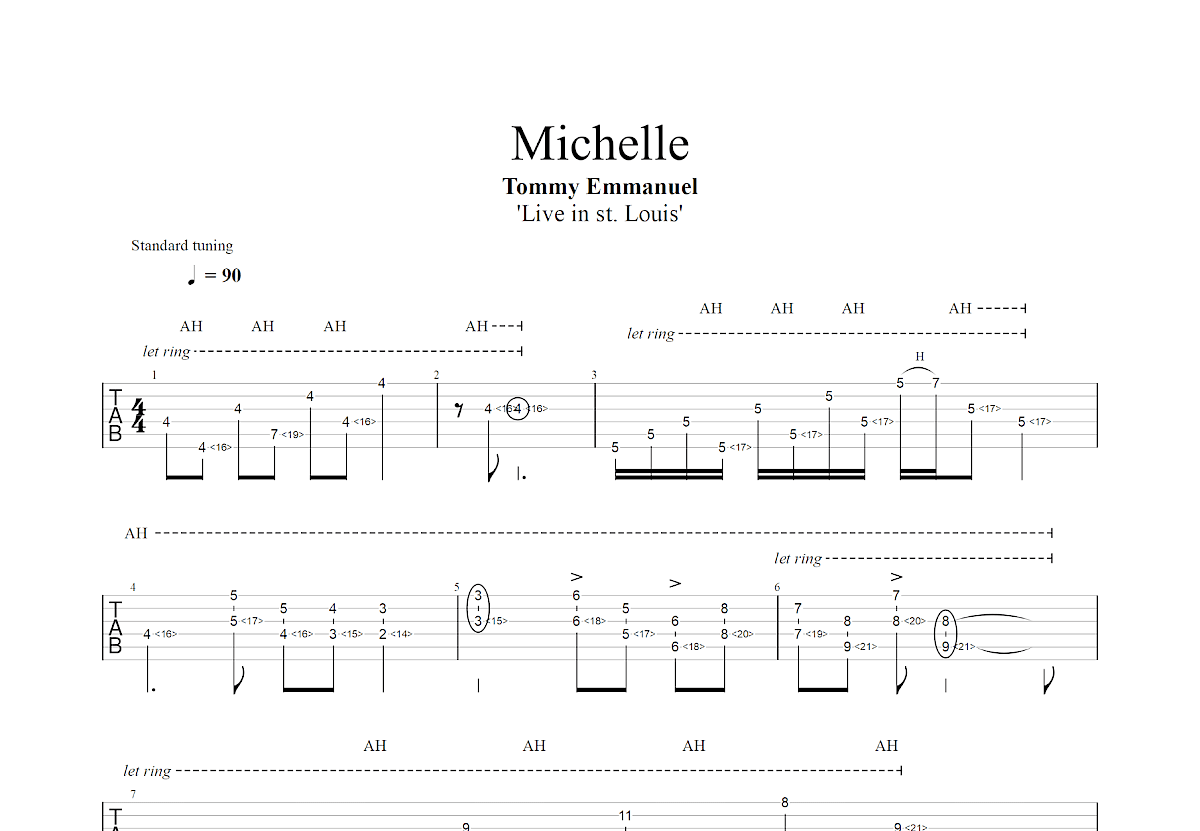 Michelle吉他谱_Paul McCartney,John Lennon_G调指弹
