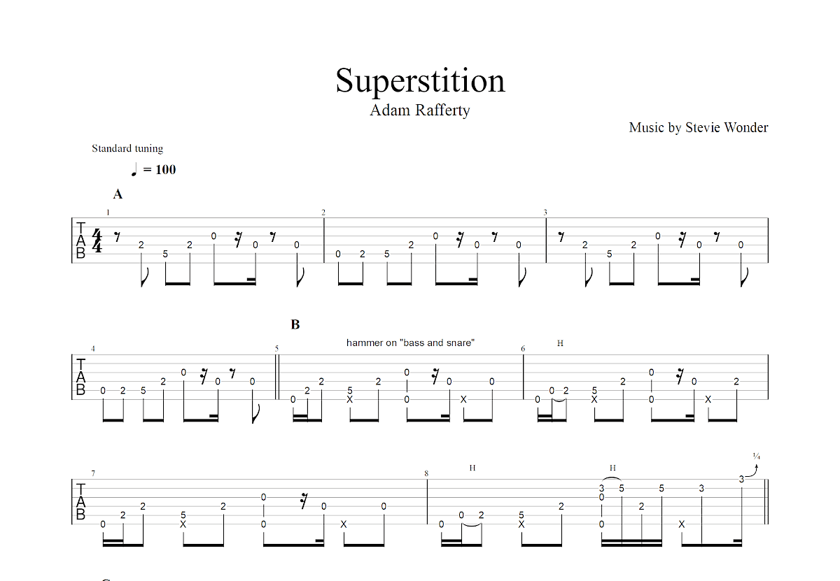 Superstition吉他谱预览图