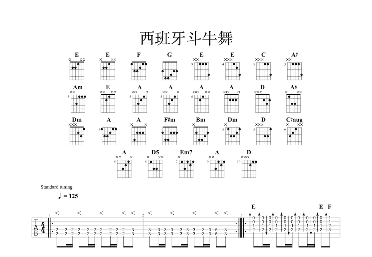 西班牙斗牛士吉他谱预览图