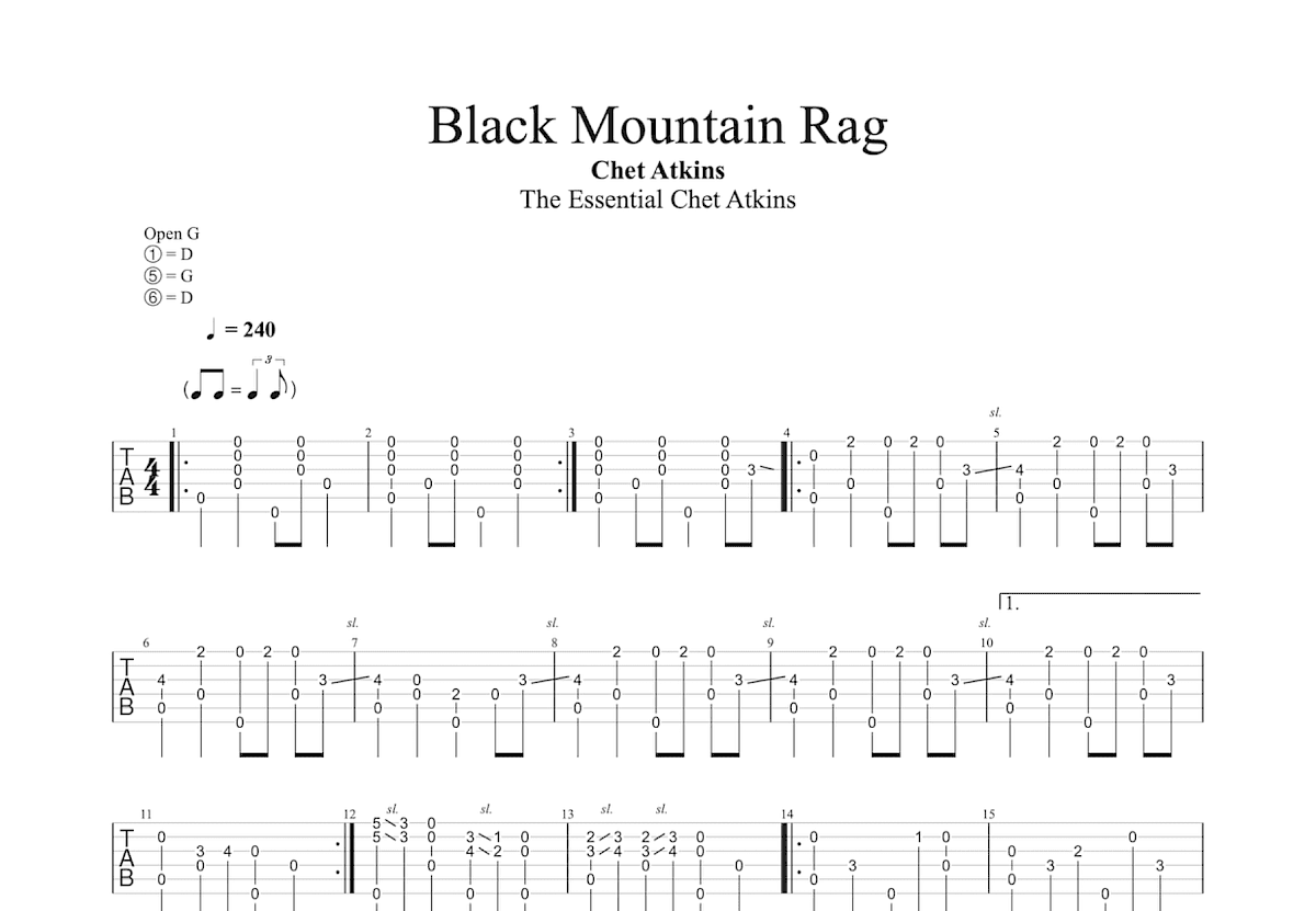 Black Mountain Rag吉他谱预览图