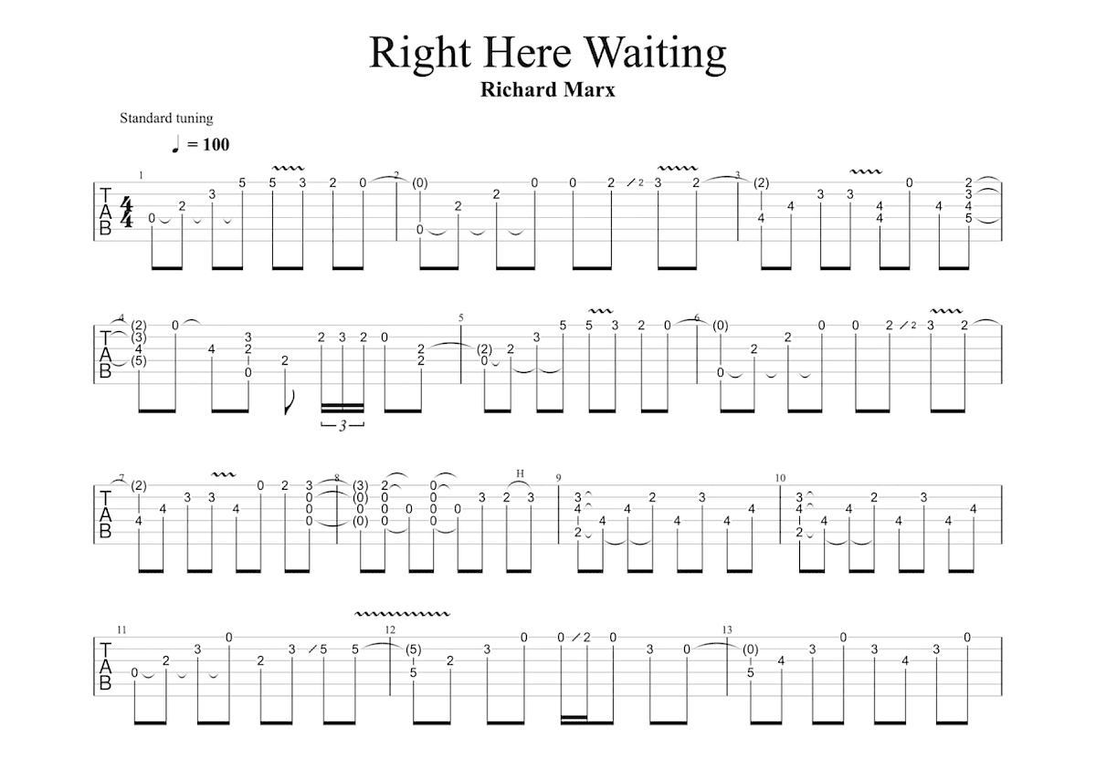 Right Here Waiting吉他谱预览图