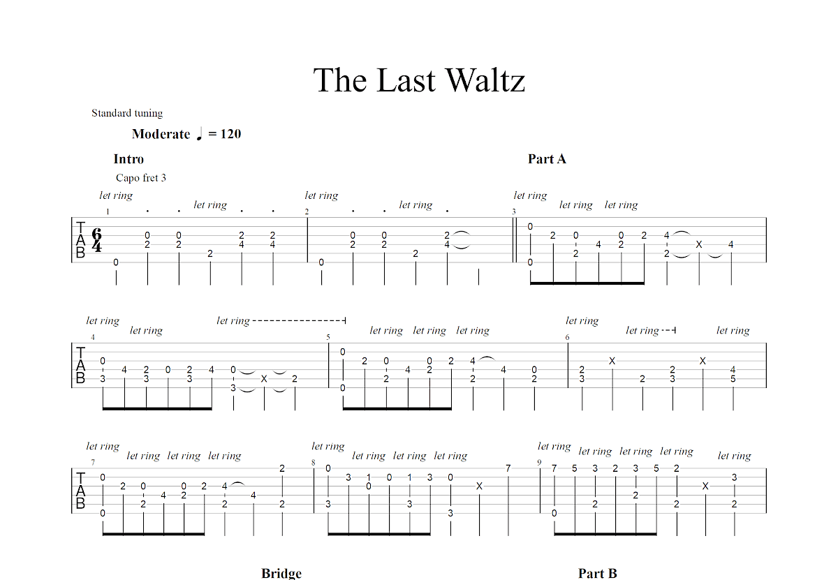The Last Waltz吉他谱预览图