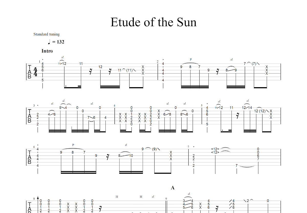 Etude of the Sun吉他谱预览图