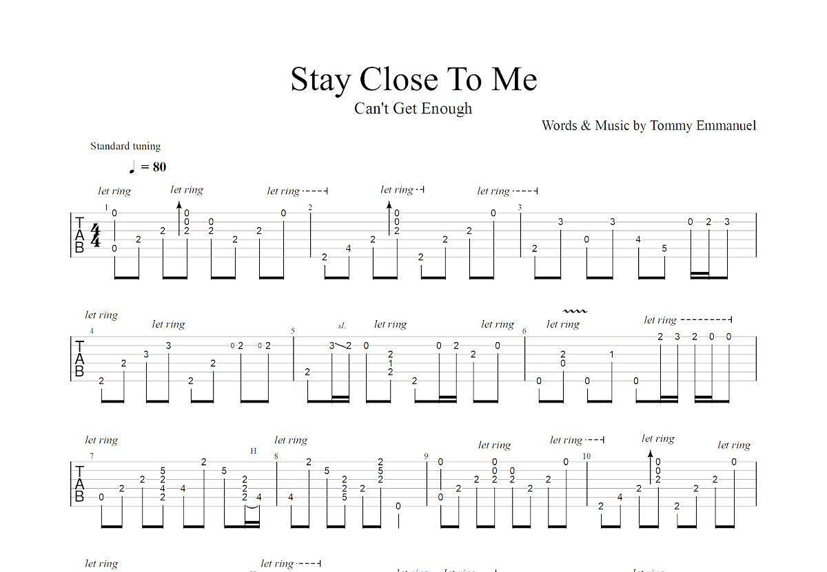 Stay Close To Me吉他谱预览图