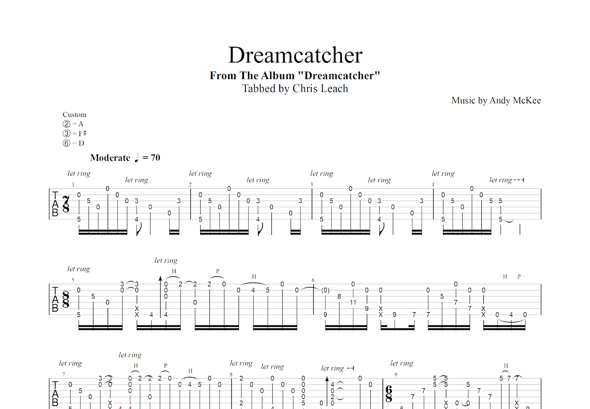 Dreamcatcher吉他谱_Andy McKee_A调指弹