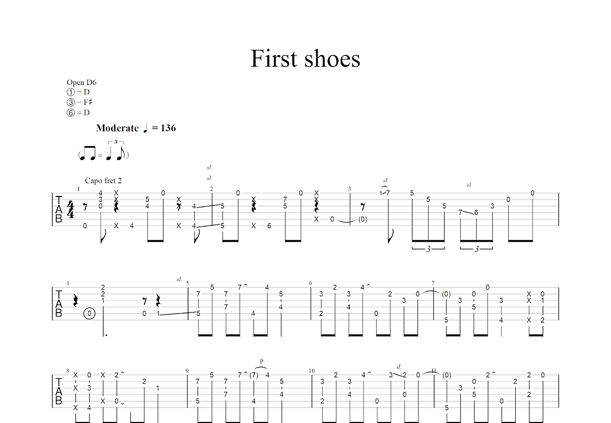 First shoes吉他谱_郑成河_D调指弹