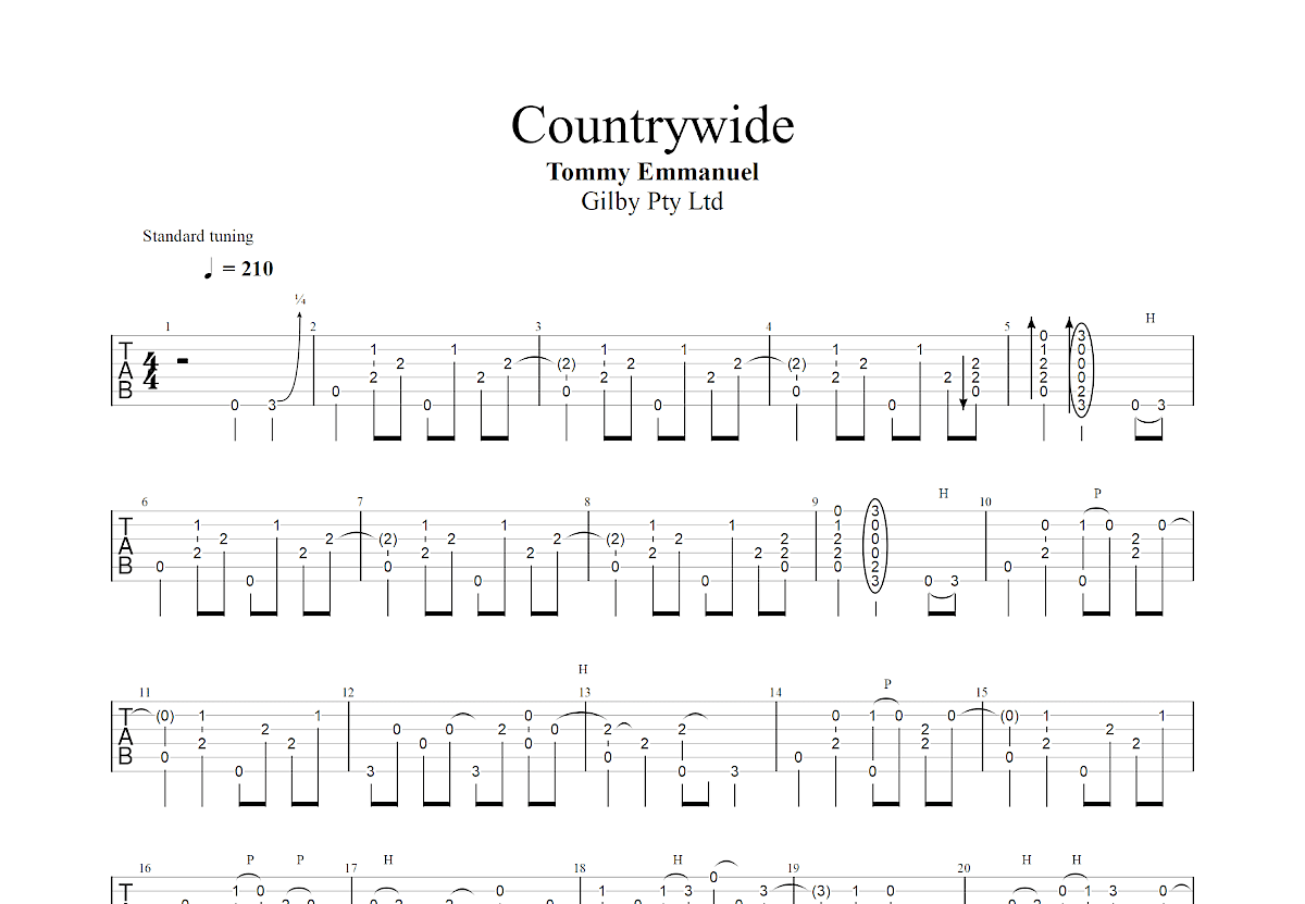 Countrywide吉他谱_Tommy Emmanuel_C调指弹