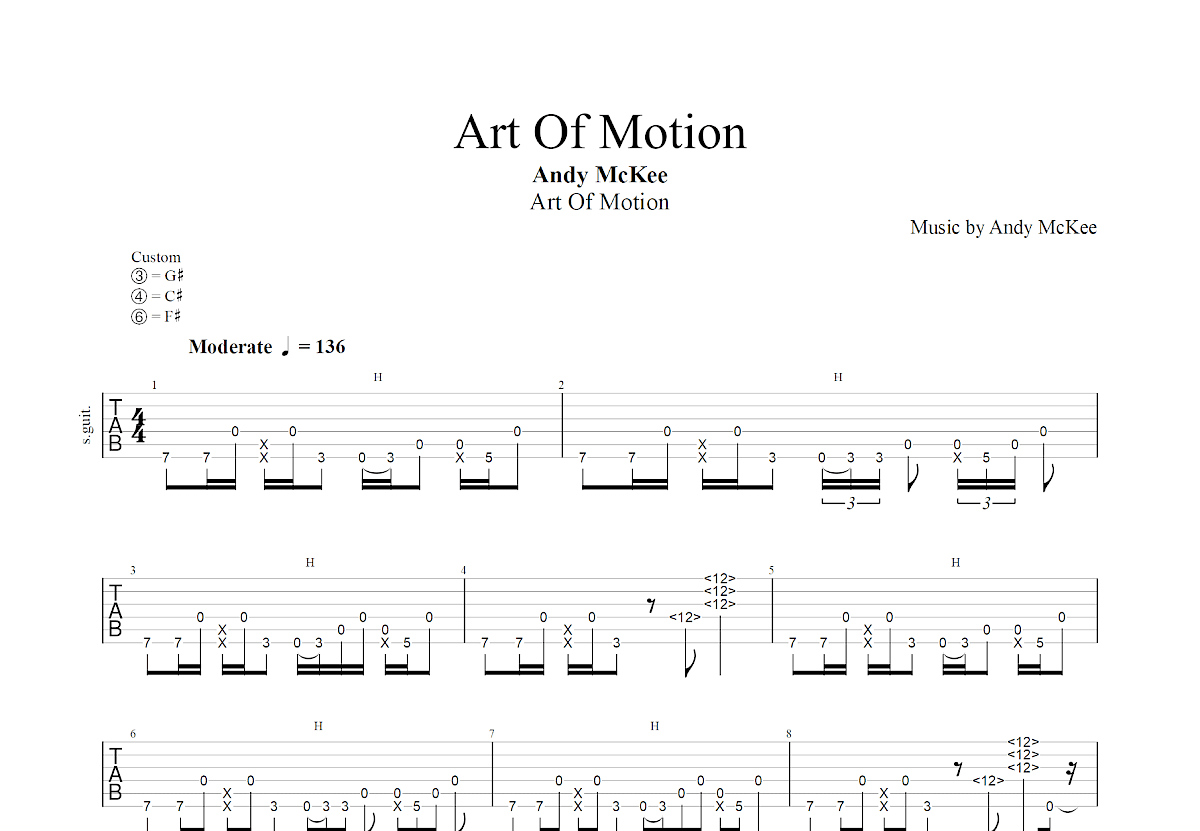 Art Of Motion吉他谱_Andy McKee_A调指弹