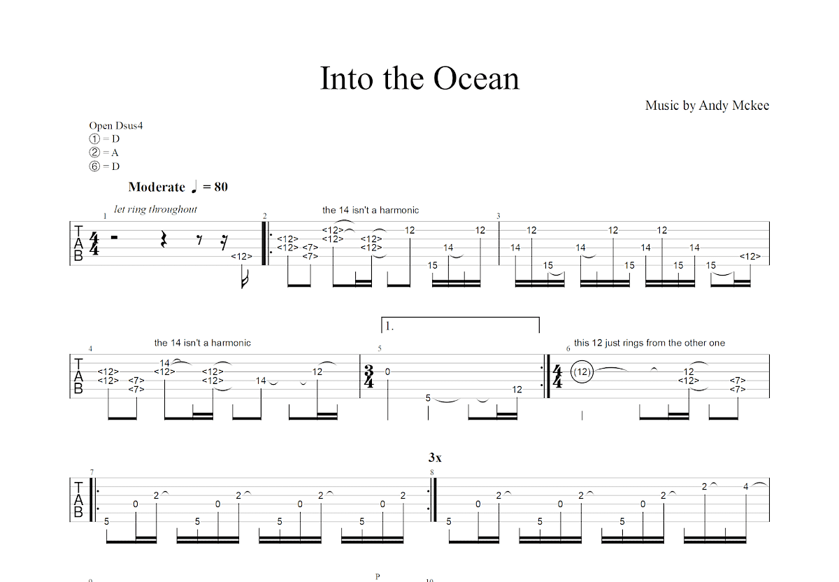 Into the Ocean吉他谱_Andy Mckee_D调指弹