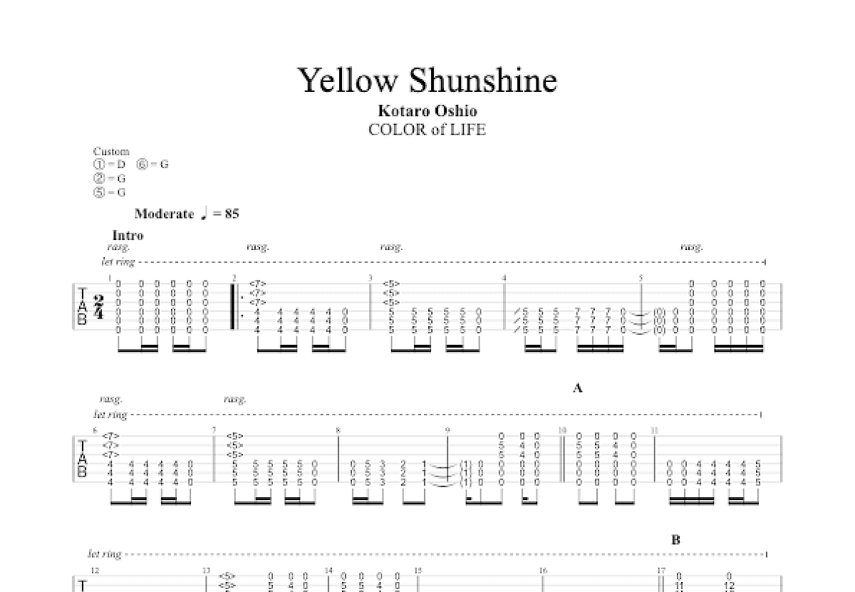Yellow Sunshine吉他谱预览图