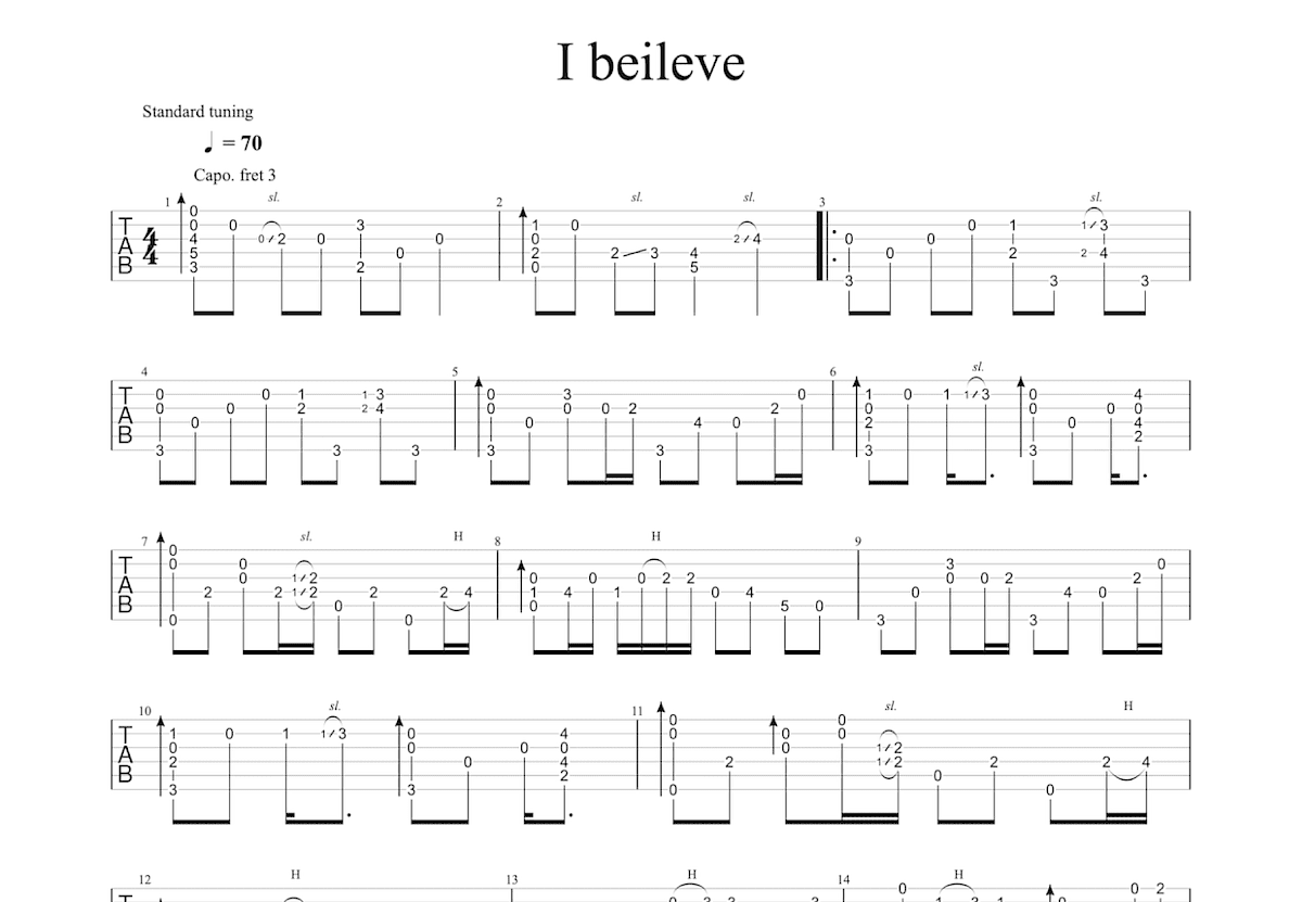 I Believe吉他谱预览图