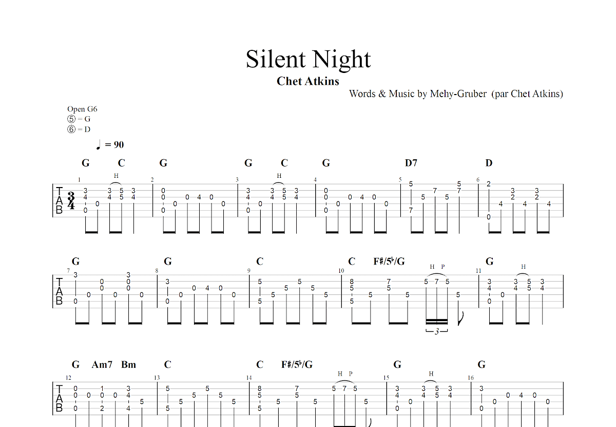 Silent Night吉他谱_Chet Atkins_G调指弹