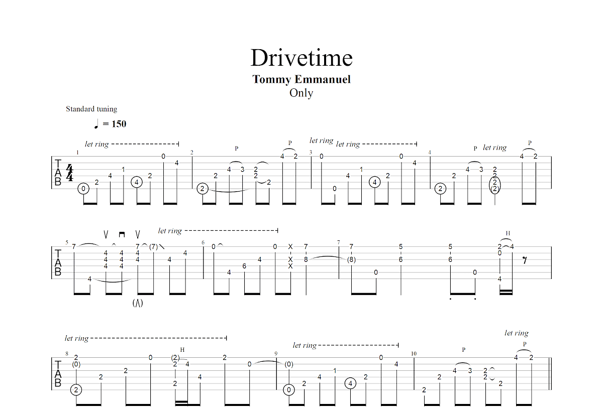 Drivetime吉他谱_Tommy Emmanuel_E调指弹