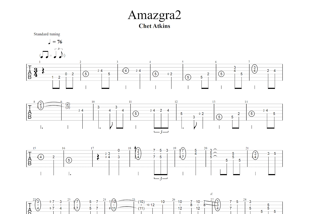 Amazgra2吉他谱_Chet Atkins_G调指弹