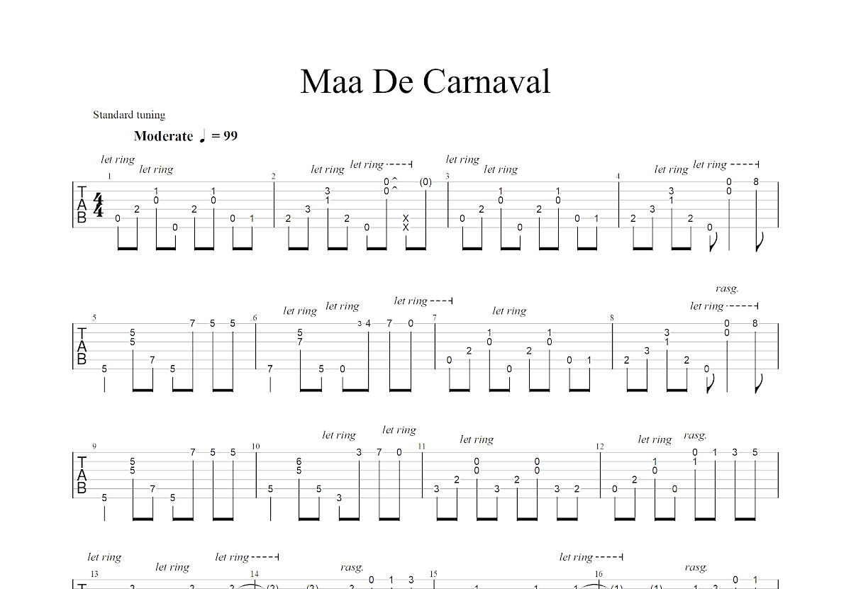 Maa De Carnaval吉他谱预览图