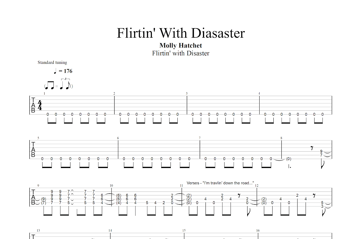Flirtin' with Disaster吉他谱预览图