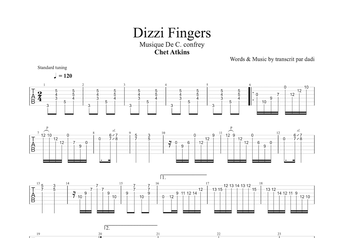 Dizzi Fingers吉他谱预览图