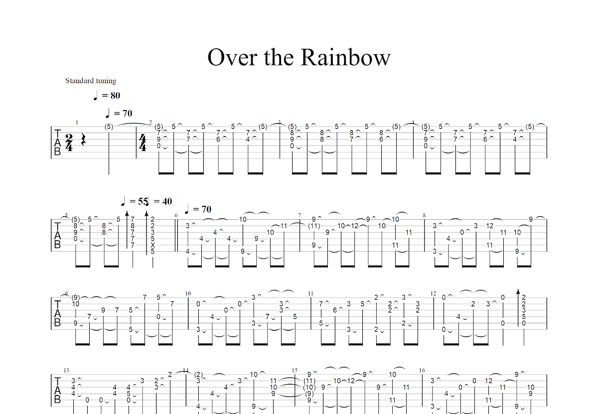 Over the Rainbow吉他谱_岸部真明_D调指弹
