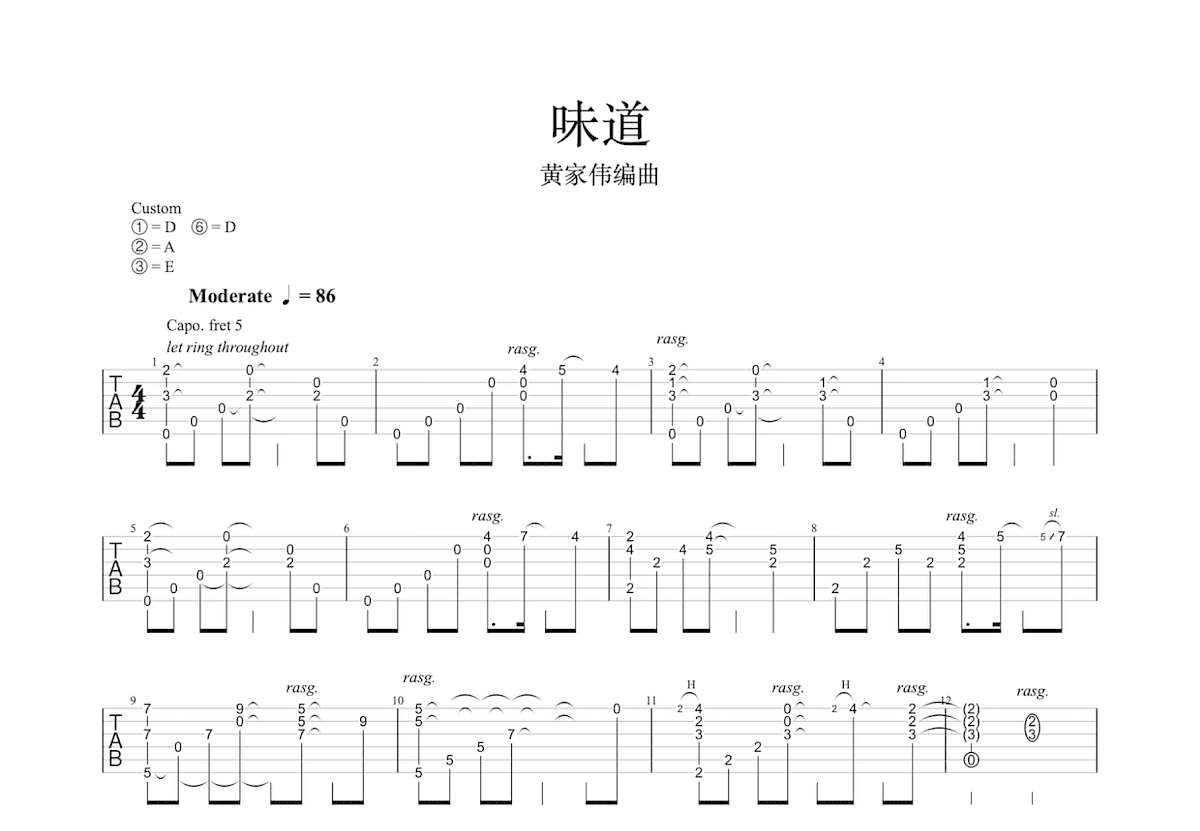 味道吉他谱预览图