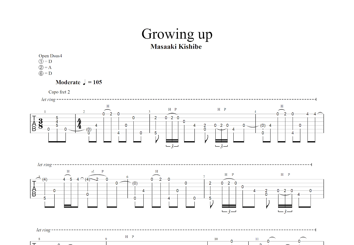 Growing up吉他谱预览图