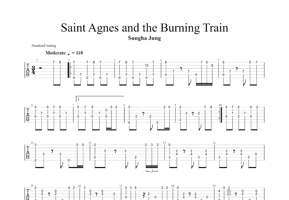 Saint Agnes and the Burning Train吉他谱预览图