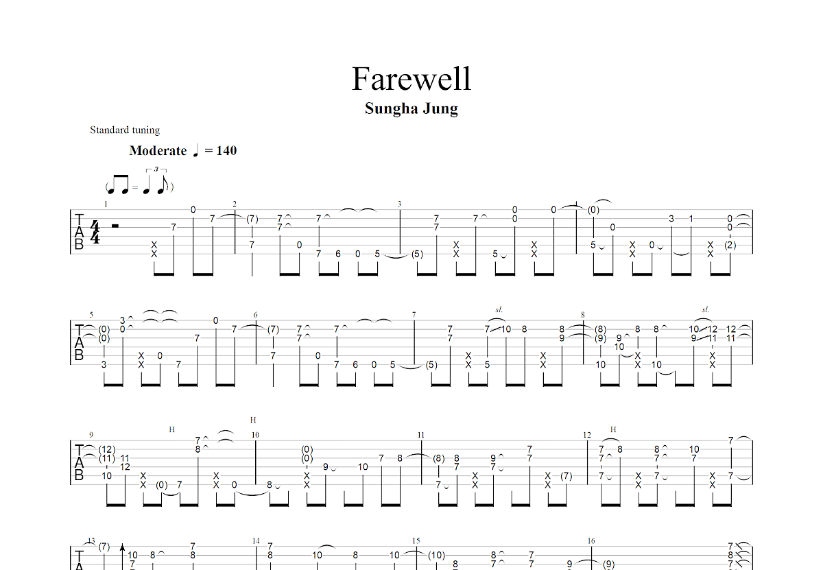 Farewell吉他谱_郑成河_G调指弹