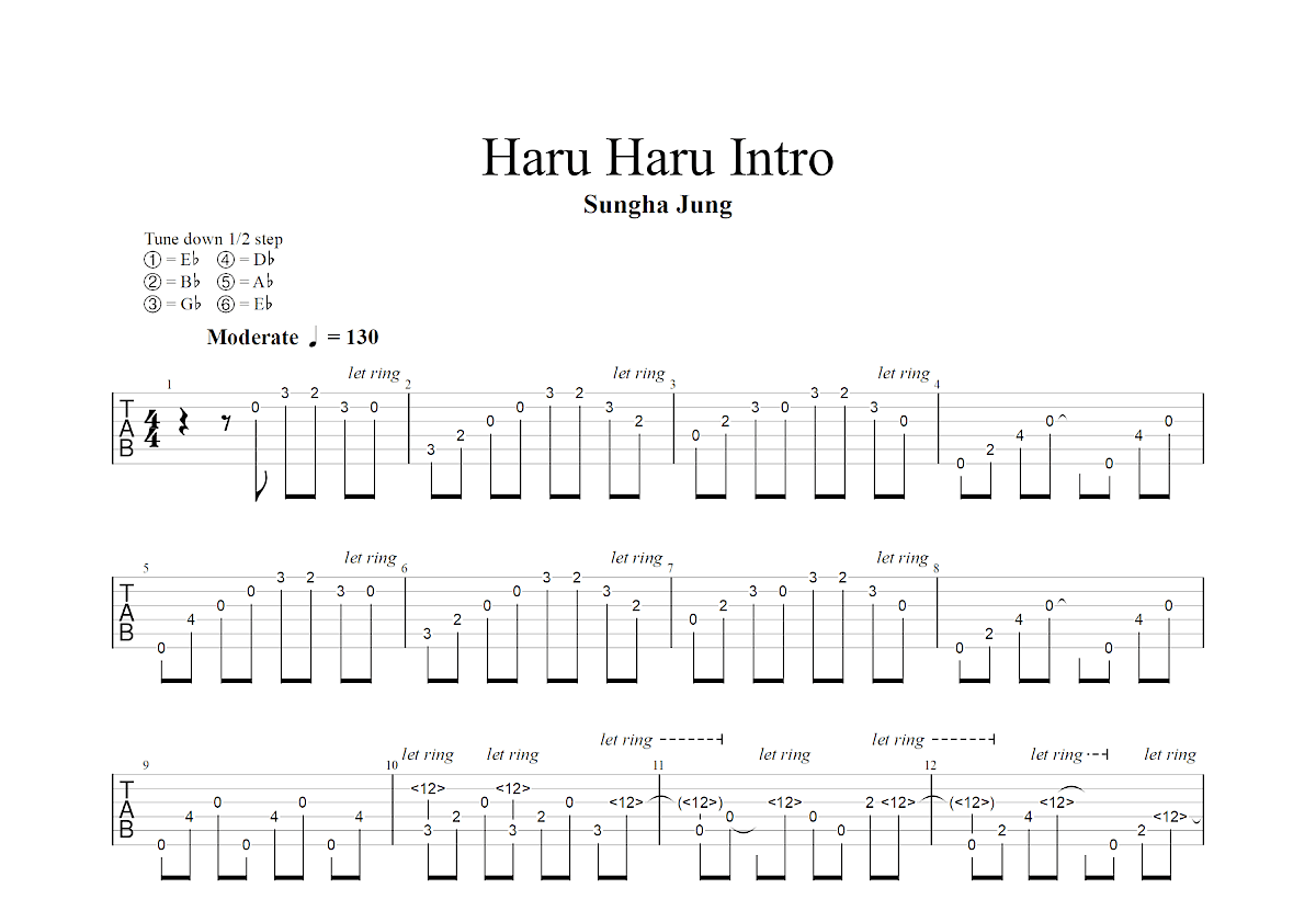 Haru Haru Intro吉他谱_郑成河_C调指弹