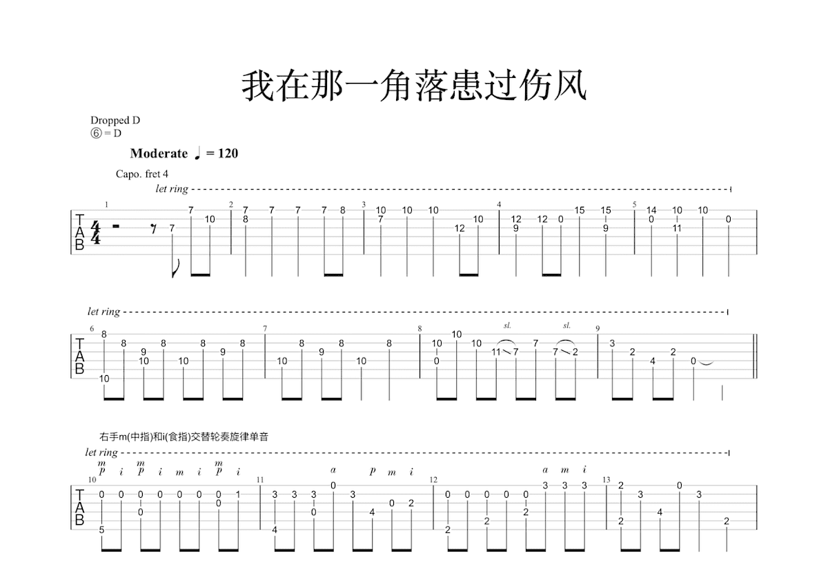 我在那一角落患过伤风吉他谱预览图