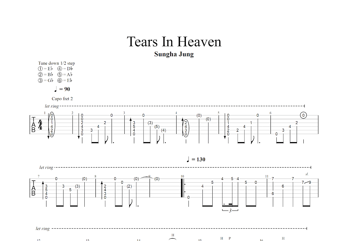 Tears In Heaven吉他谱_郑成河_C调指弹